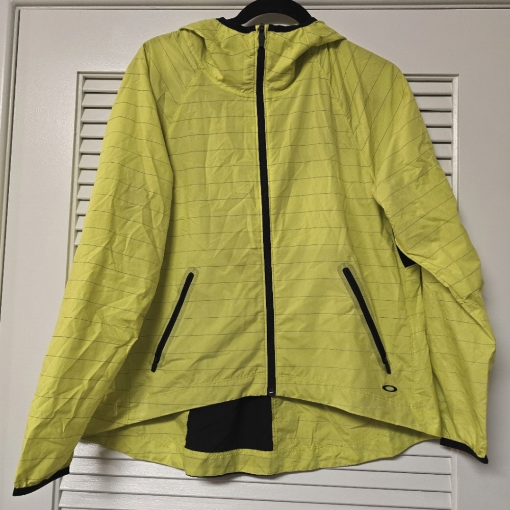 Oakley - Yellow & Black Lightweight Windbreaker Jacket W Hood & Zipper Pockets